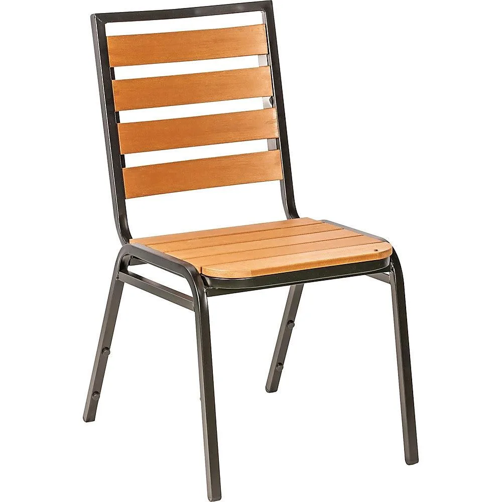 Lorell Lorell LLR42685 Faux Wood Outdoor Chairs Teak Black Set of 4 Patio Furniture — product photo