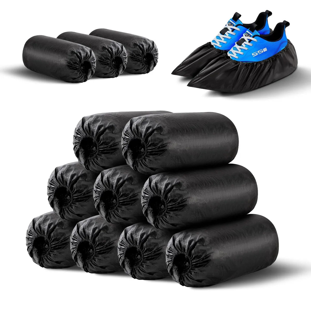 HUADYMEET Disposable Shoe Covers 50 Pairs Black Large — product photo
