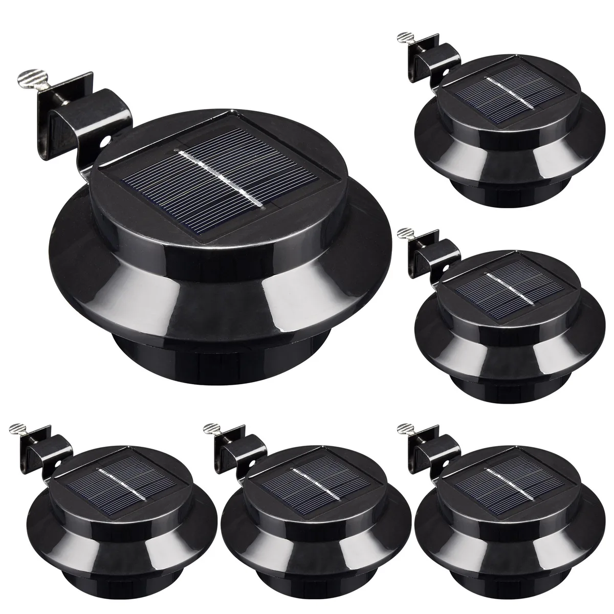 Yescom USA, Inc. Yescom USA, Inc. Solar Gutter Light 3 LED Black 6-Pack Recessed Lighting — product photo