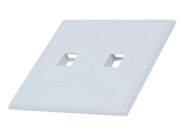 The Wires Zone The Wires Zone White 2-Gang Screwless Decora Switch Plate with 1-Port Keystone Insert — product photo