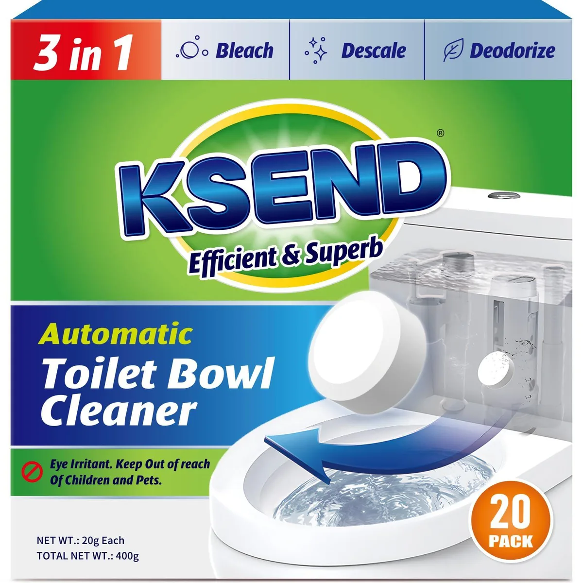 Box of 20 toilet cleaner tablets in packet