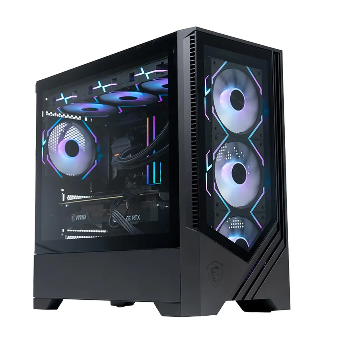 Compact SFF case with front tempered glass panel and right-side I/O ports