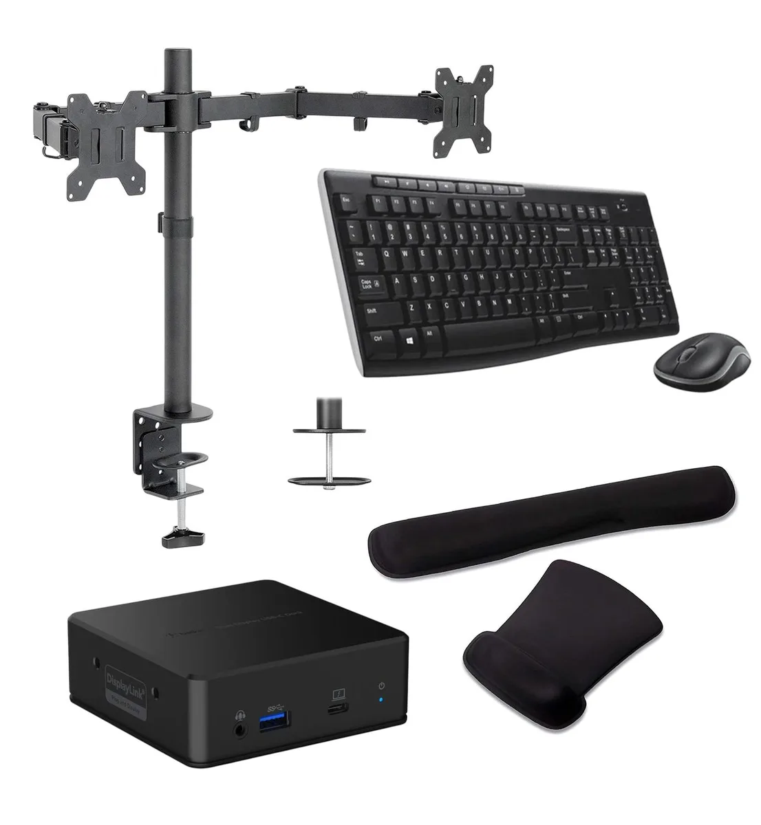 Belkin Belkin Connect USB-C 85W Dock Bundle MK270 Dual Monitor Stand Gel Wrist Rest — product photo