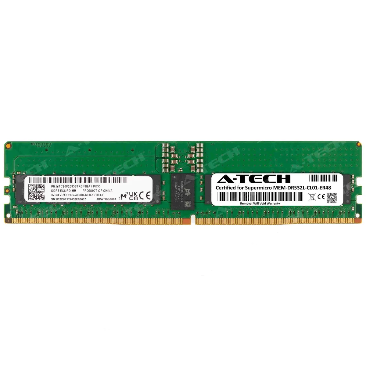 A-Tech A-Tech Supermicro Certified 32GB DDR5 4800 CL40 ECC RDIMM 2Rx8 — product photo
