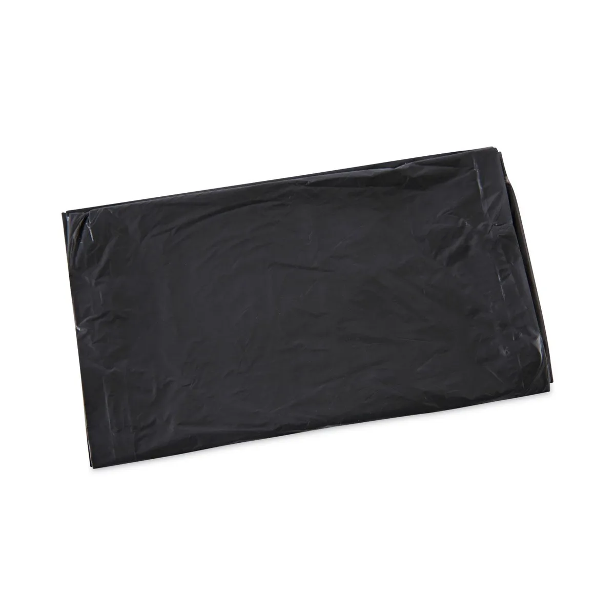 A flat carton of 200 black 30-gallon low-density polyethylene can liners, star-seal bottom, 0.65 mil thick