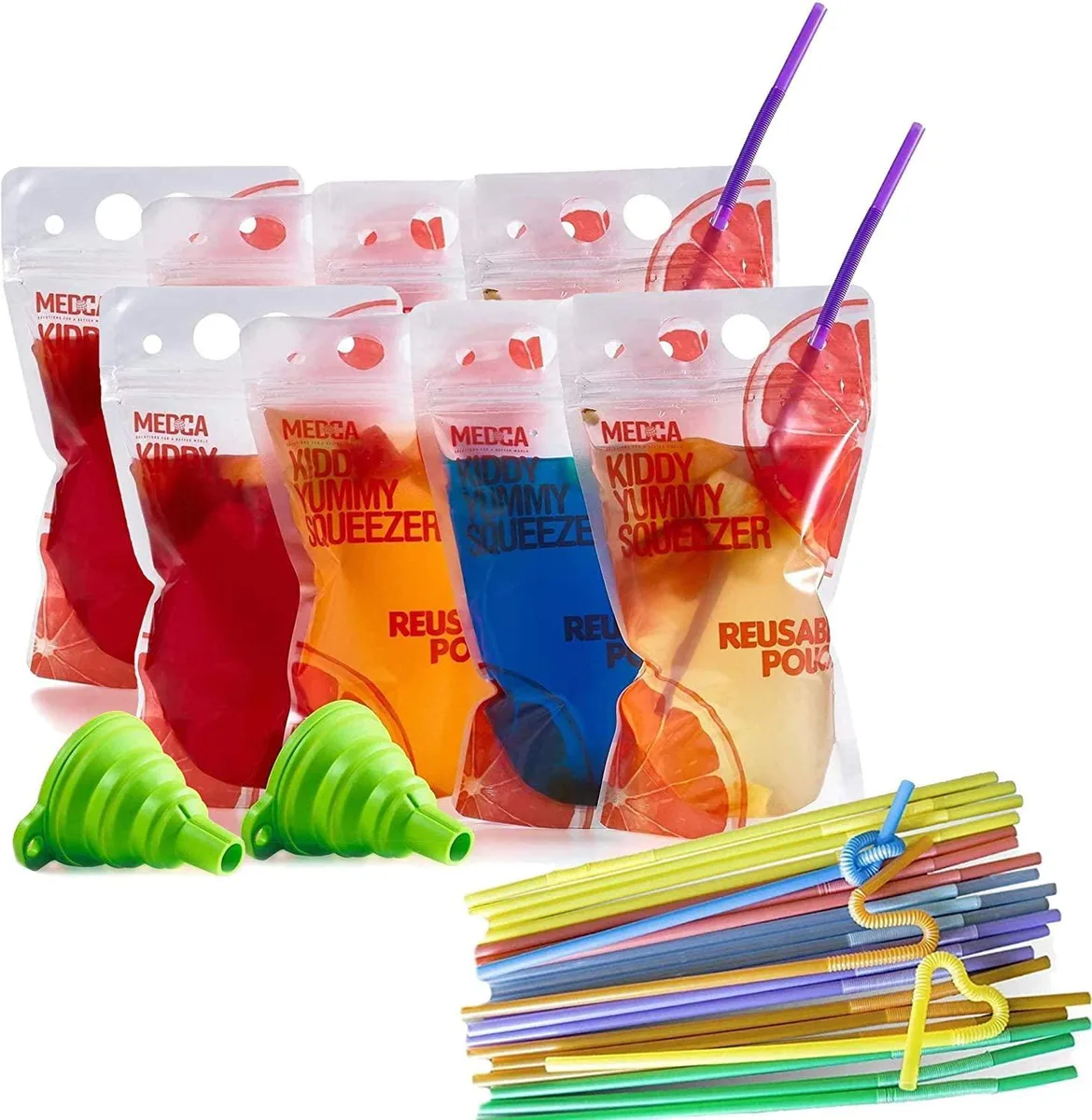 MEDca MEDca 16 oz Reusable Drink Pouches with Straws 200 Pack — product photo