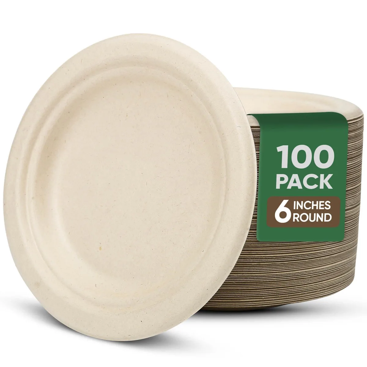 Stack of 30 rectangular white dessert plates with brown rim