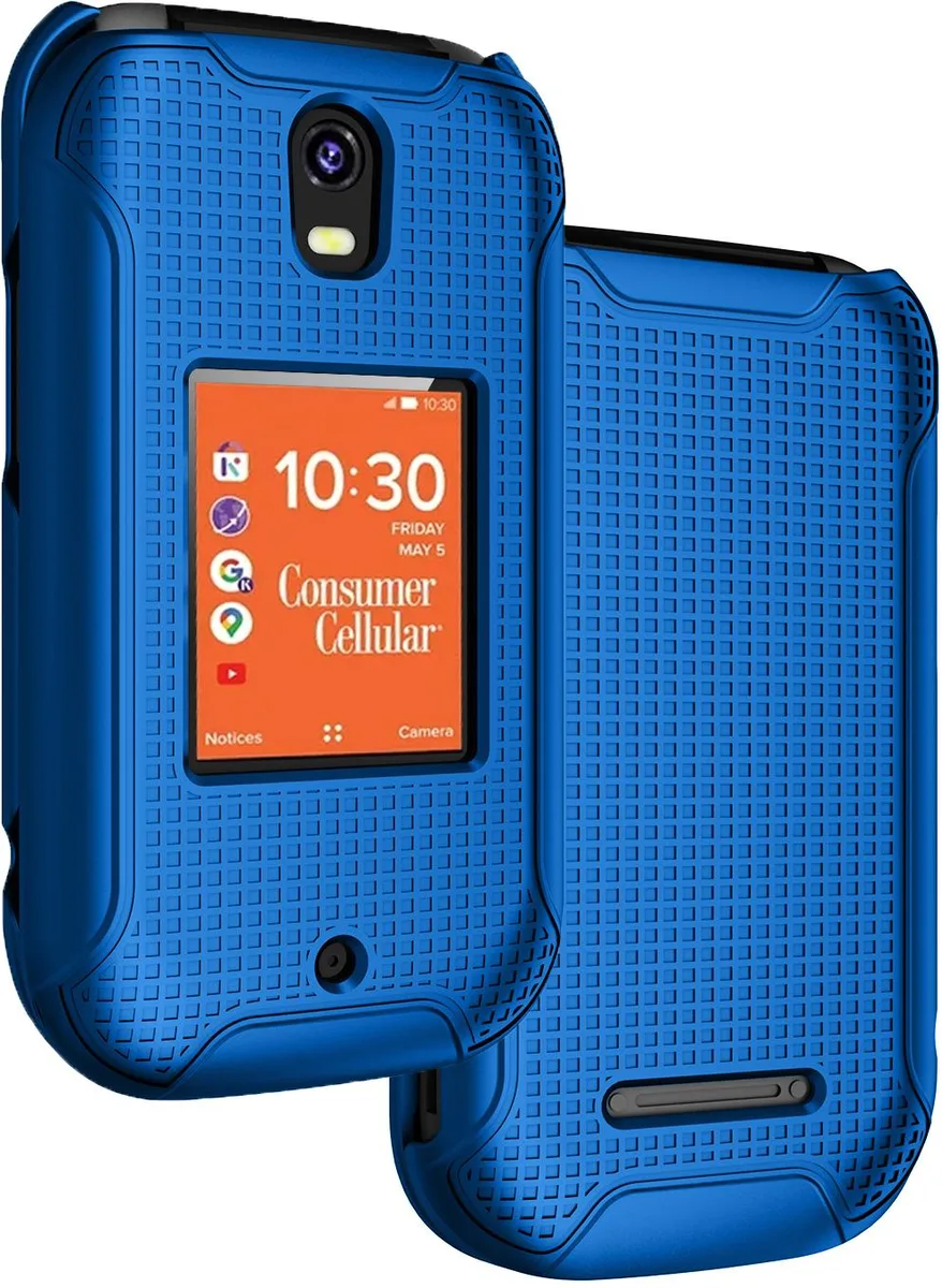 Nakedcellphone Nakedcellphone Textured Grid Hard Case Cobalt Blue for Consumer Cellular Iris Flip Phone (SH3320 2023) — product photo