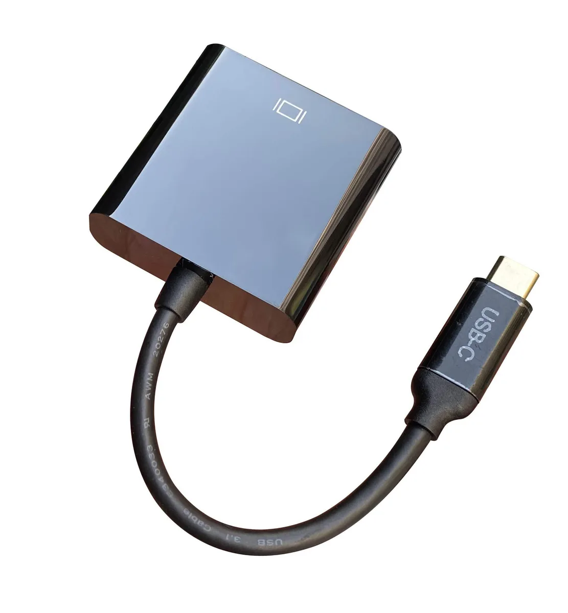Black USB-C to VGA adapter compact 0.2 m cable 1080P output
