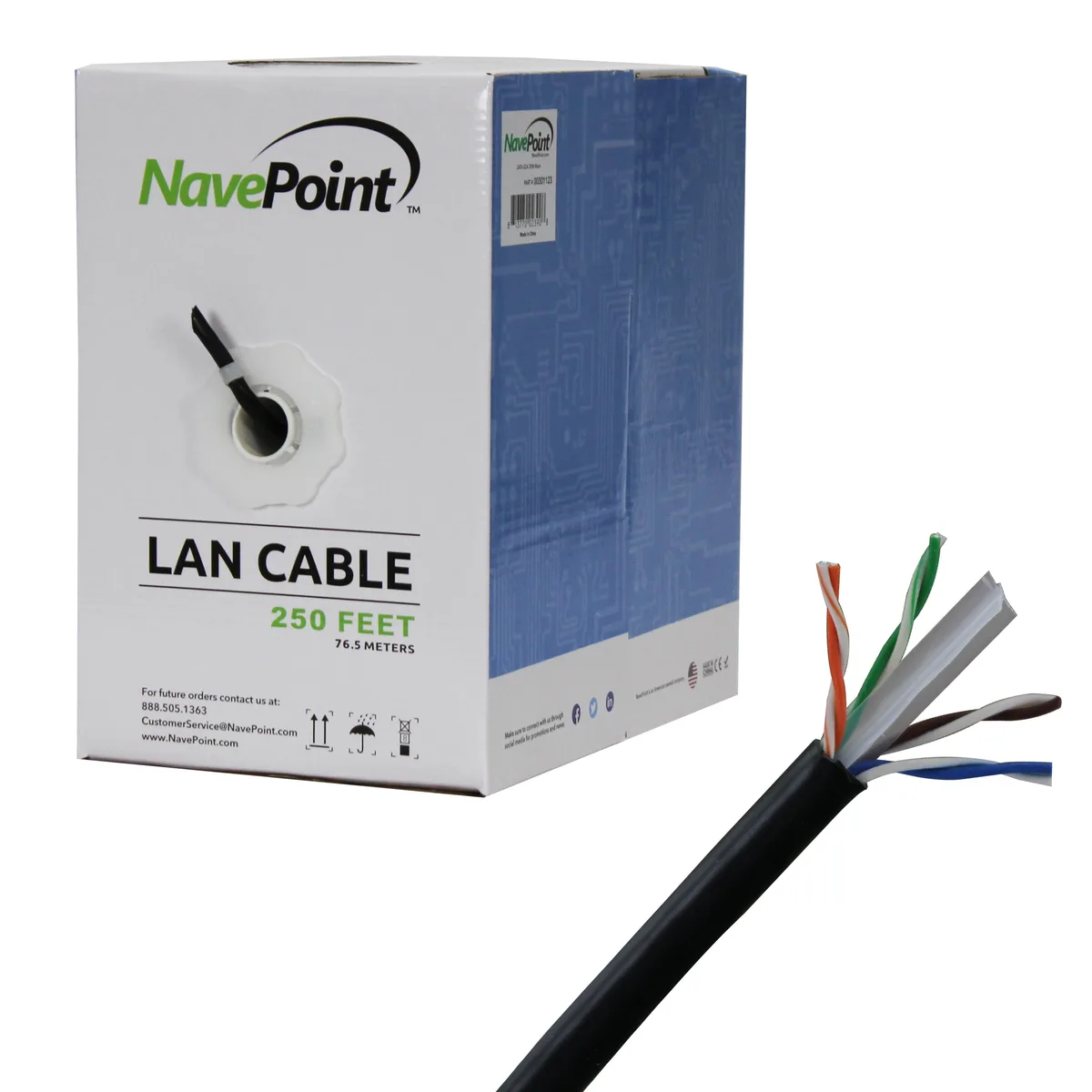 NavePoint NavePoint CAT6 CCA Ethernet Network Cable 250ft Black — product photo