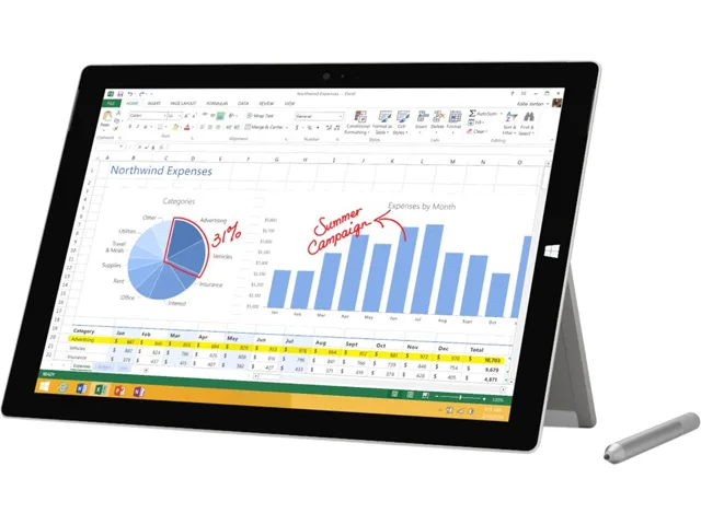 Microsoft Microsoft MQ2-00019-R Surface Pro 3 2-in-1 laptop i5-4300U 4 GB 128 GB 12.0" Silver — product photo