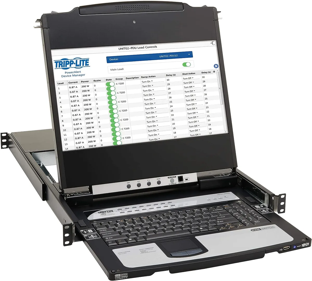 Tripp Lite Tripp Lite B030-DP08-17D 8-Port DisplayPort KVM Switch 17 in. LCD 1U Rack-Mount — product photo
