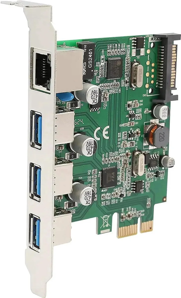 Vszerda Vszerda SD-PEX50100 3 Port USB 3.1 Gigabit Ethernet PCI-e 2.0 x1 Card — product photo