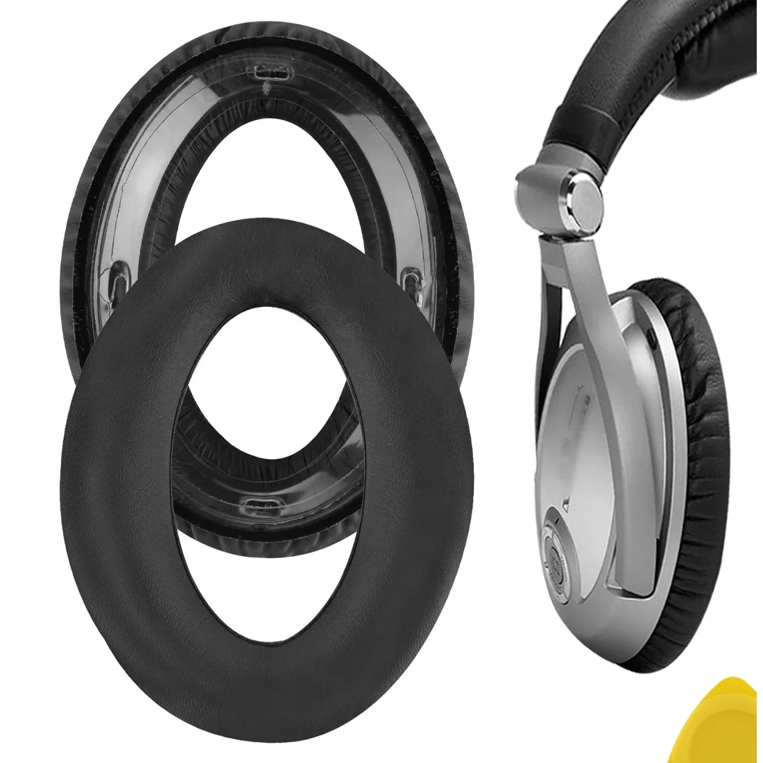 Geekria Geekria QuickFit Protein Leather Ear Pads for Sennheiser PXC450, PXC350, PC350, HME95, HMEC250 (Black) — product photo