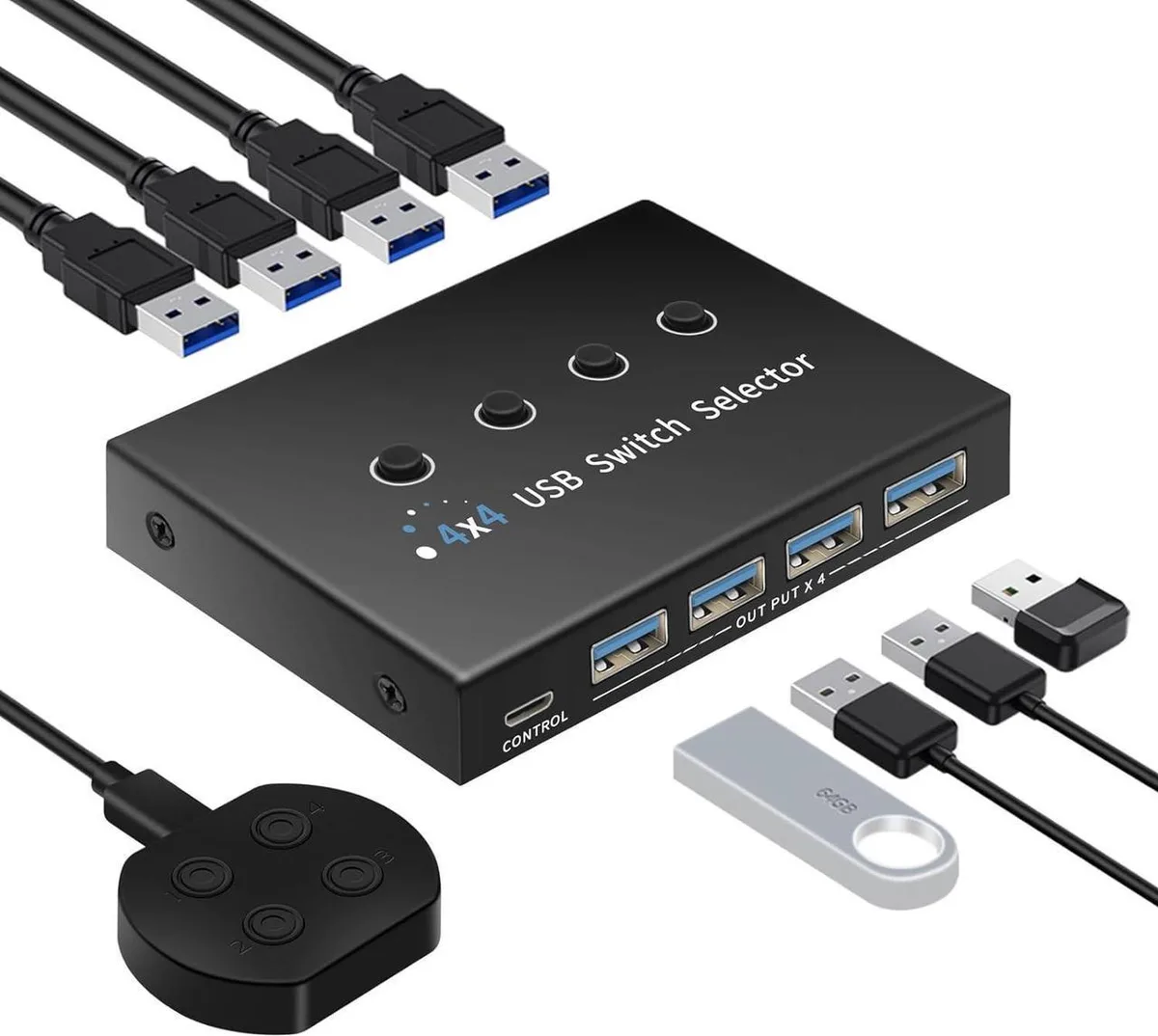 Vszerda Vszerda USB 3.0 KVM Switch 4-Port Desktop Controller — product photo