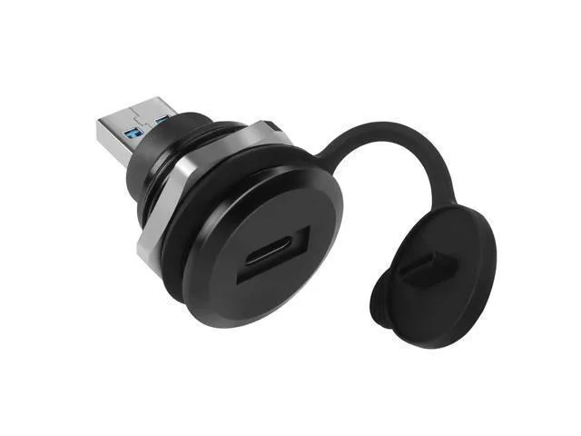 LORDWORLD LORDWORLD USB 3.0 Male to USB-C Female Panel Mount Connector M24×1.5 25mm — product photo