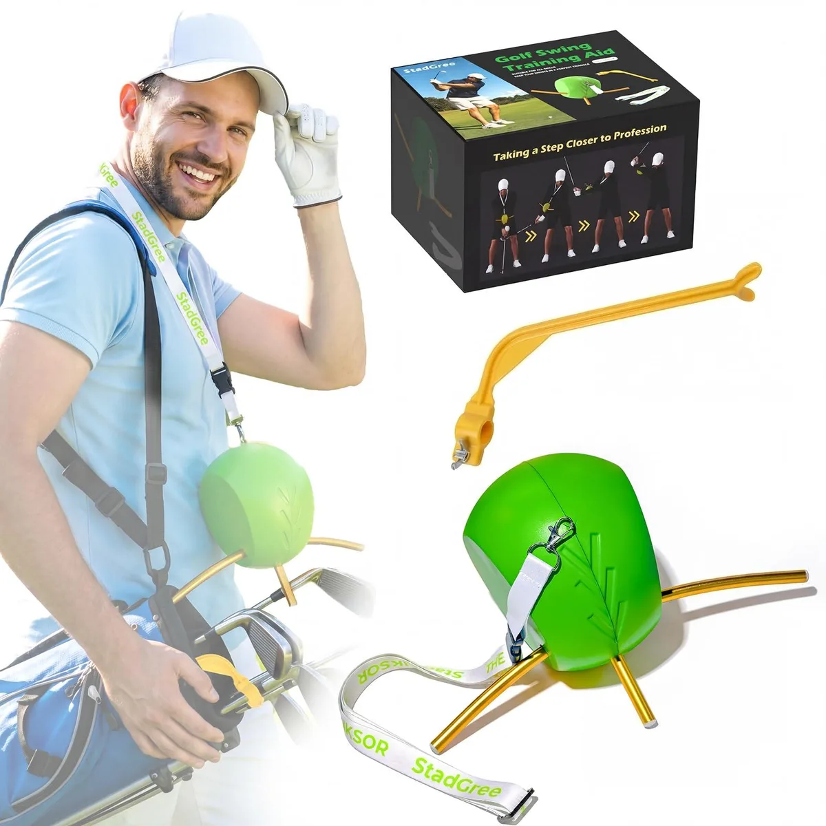  StadGree Green with Rod Medium Golf Training Ball Rack 12.6 in x 9.8 in x 4.7 in — product photo