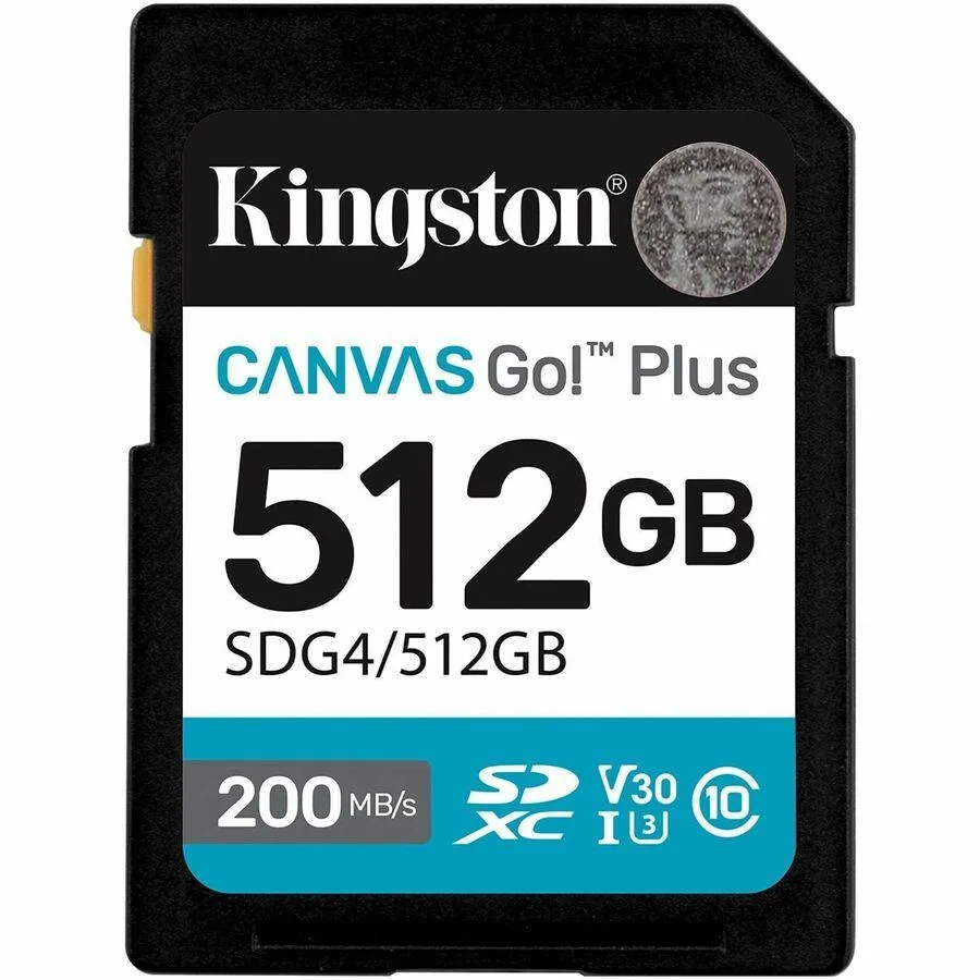 Kingston Technology Corp. Kingston Technology Corp. Canvas Go! Plus 512 GB SDXC U3 V30 memory card — product photo