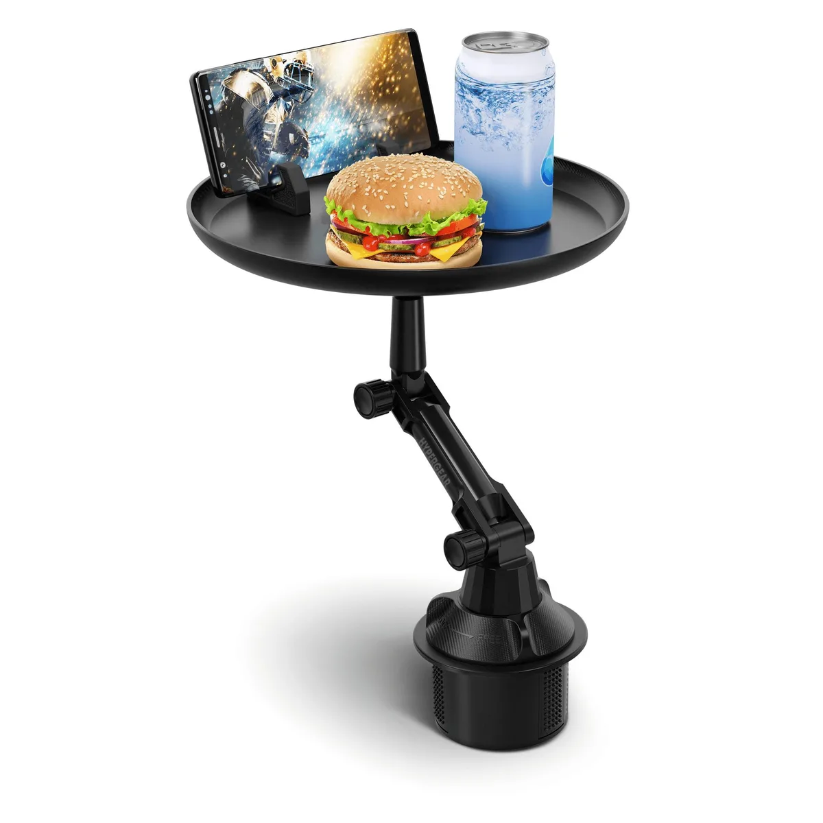 HyperGear HyperGear Car Caddy Expandable Cup Holder Swivel Tray 8.25" with Phone Mount Part 15635 — product photo