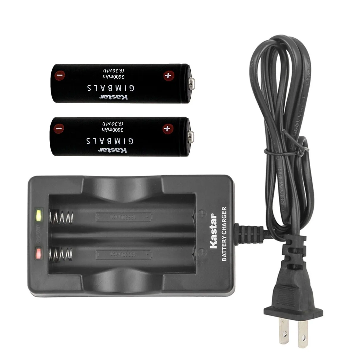 Kastar Kastar 2-Pack Battery &amp; Charger GMB1865 for Feiyu AK2000/4000/4500 — product photo