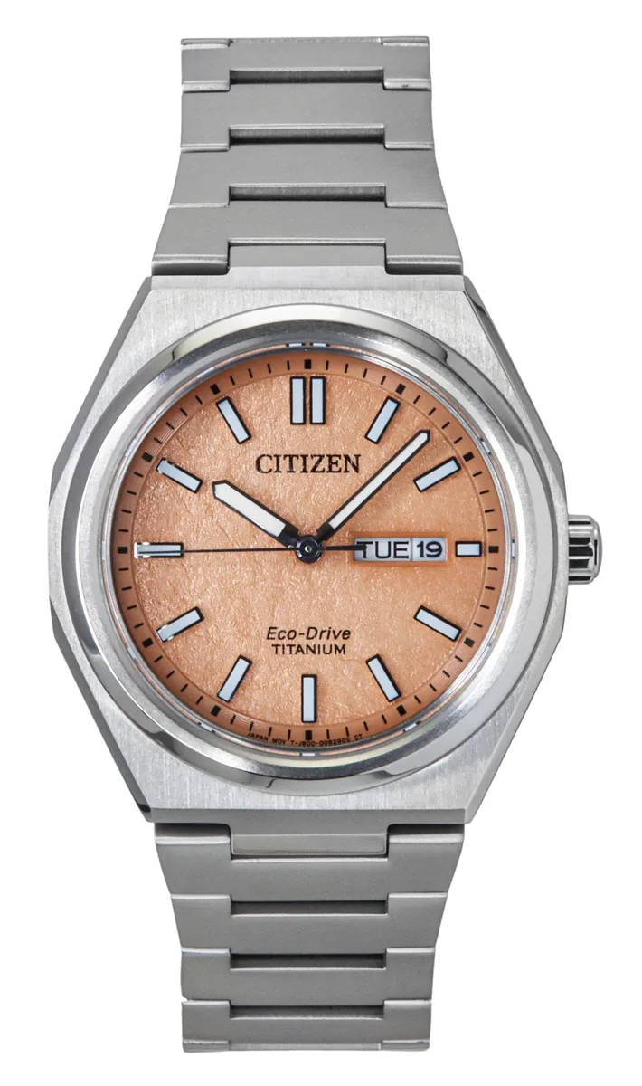 Citizen Citizen Zenshin Super Titanium Salmon Dial Eco-Drive AW0130-85Z Watch — product photo