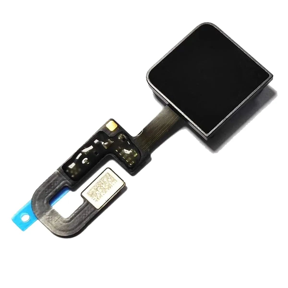 Small rectangular silver power button with integrated Touch ID sensor, flex cable attached