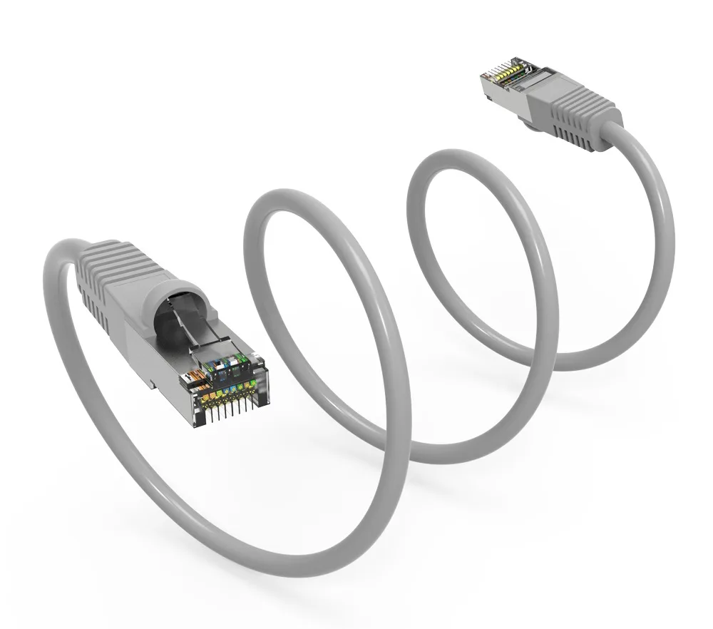 Nippon Labs Nippon Labs 60CAT7-50GY network ethernet cable Cat 7 50 ft 26AWG 600 MHz shielded RJ45 gold contacts Gray — product photo