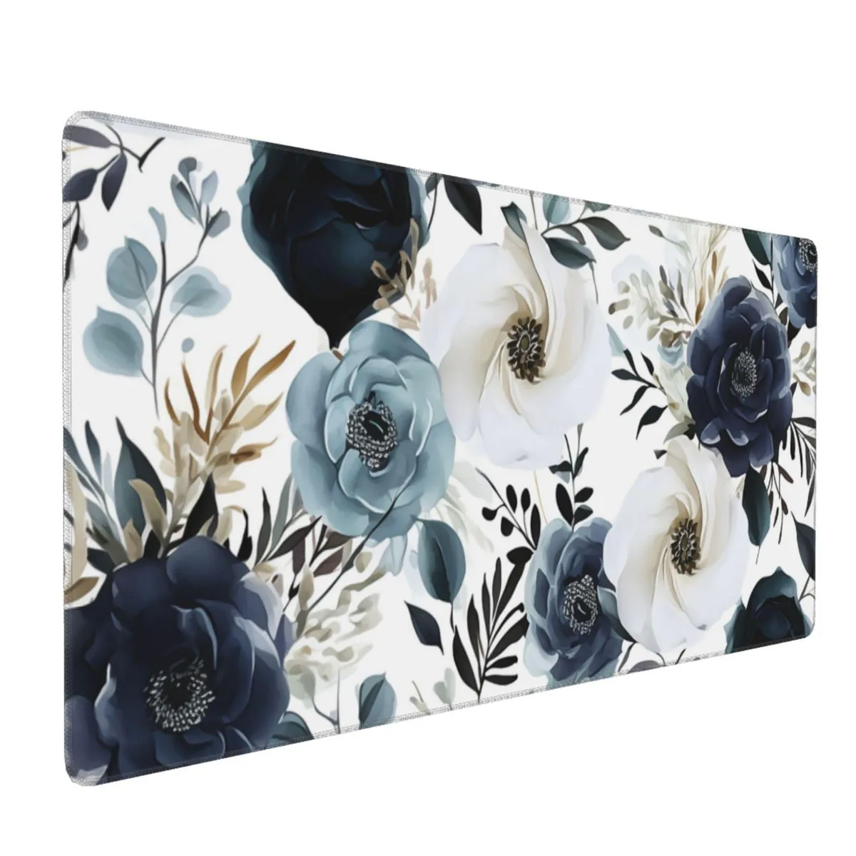  Keychron Mouse Pad 35.4 x 15.7 in Boho Navy Blue Peony Florals — product photo