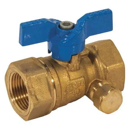 Brass gas ball valve with tee handle, inline straight body