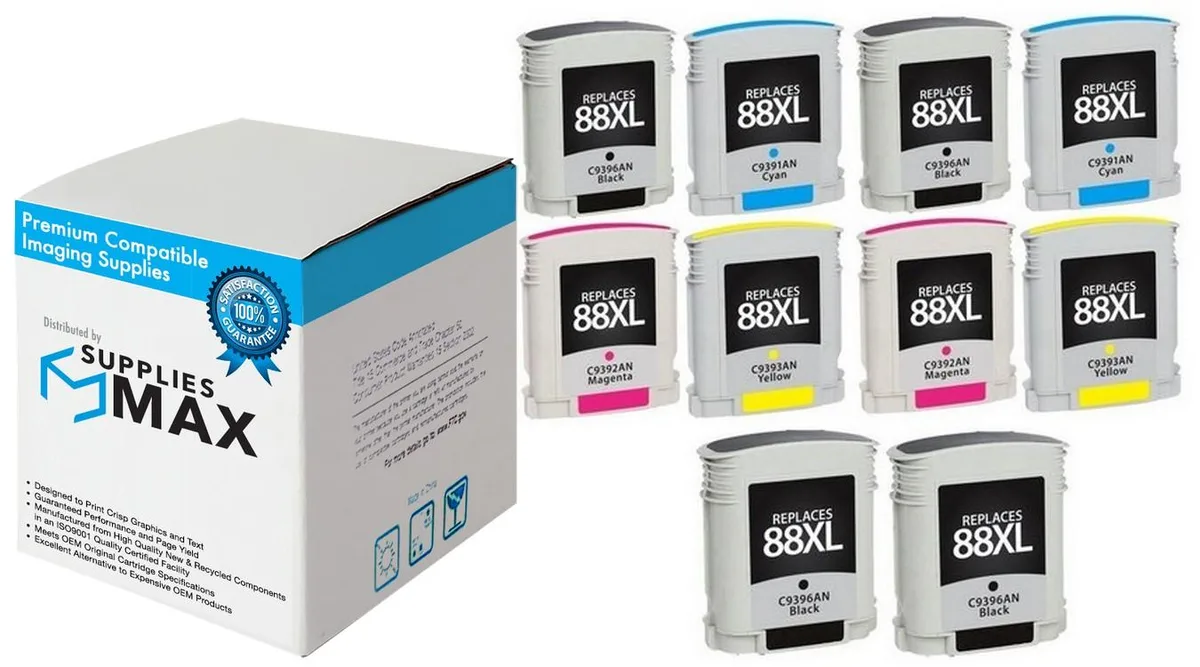 SuppliesMax SuppliesMax Remanufactured Inkjet Combo Pack 88XL (4 BK, 2 C/M/Y) 2450 Pages — product photo