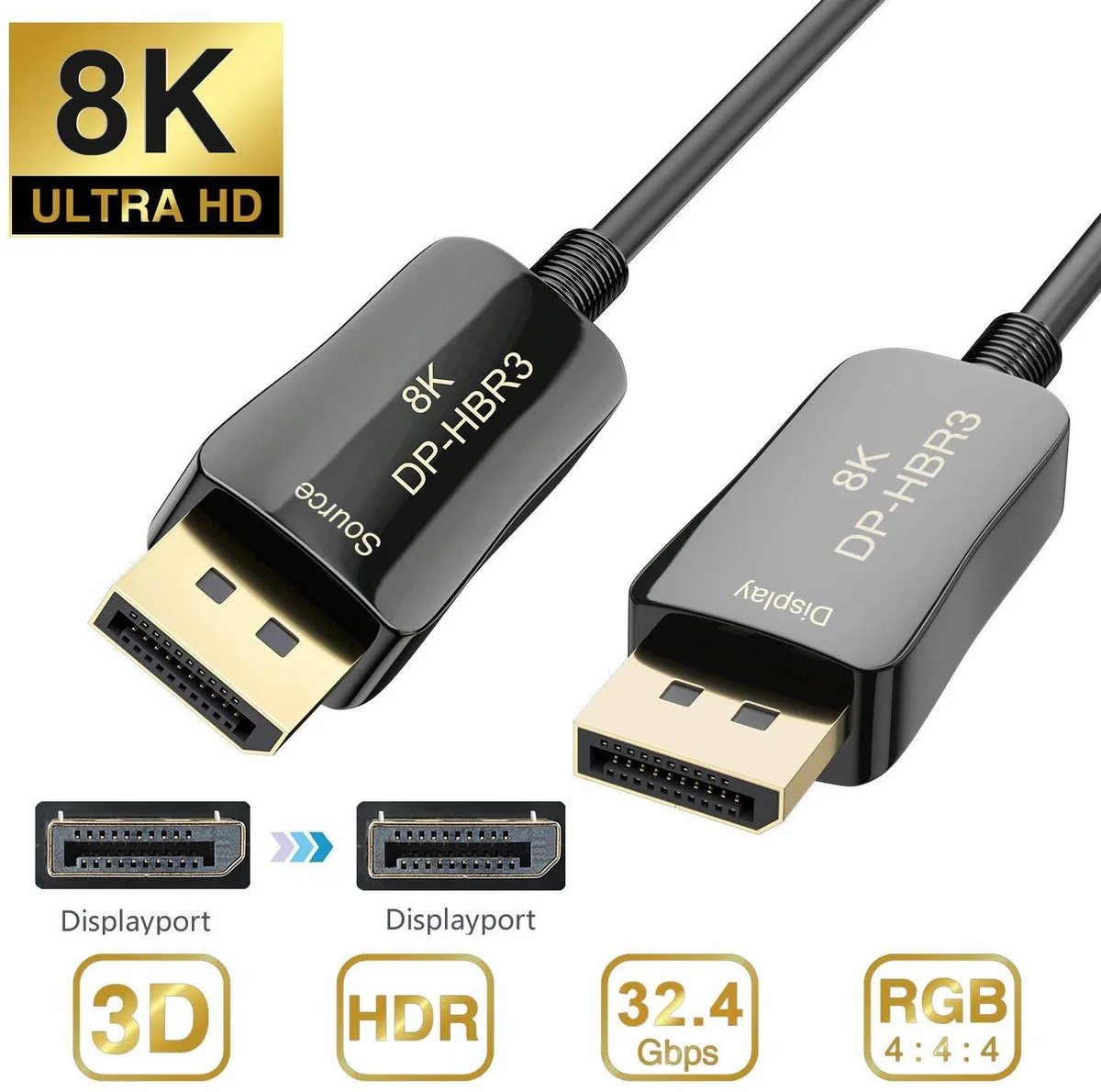 Jansicotek Jansicotek DisplayPort 1.4 optical cable 8K 60Hz 33 ft — product photo