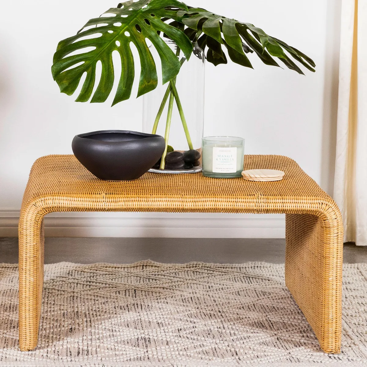 tuphen tuphen Cahya Natural Square Woven Rattan Coffee Table — product photo