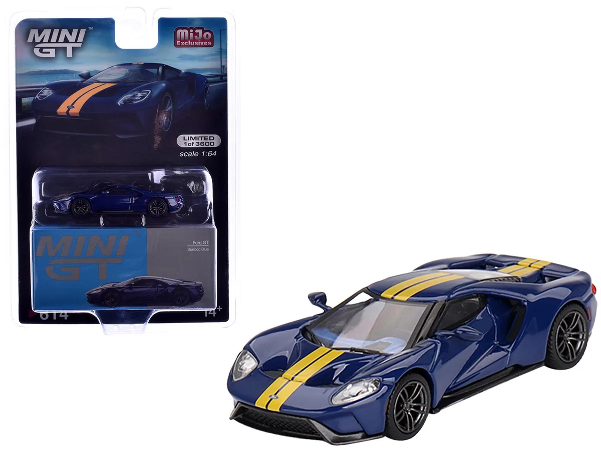 Mini GT Mini GT Ford GT Sunoco Blue Yellow Stripes Limited Edition 3600 1/64 Diecast Hobby Collectible — product photo