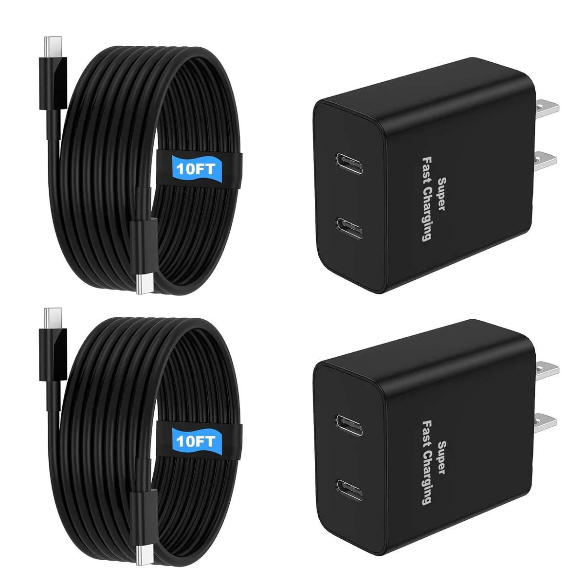 Elestur Elestur 45W USB-C Dual Port Charger 2-Pack with 10FT Cable — product photo