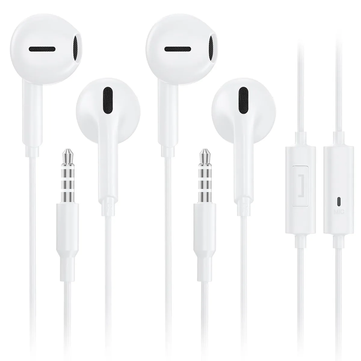 No Sew No Sew 3.5mm AUX Wired Earbuds White 2 Pack — product photo