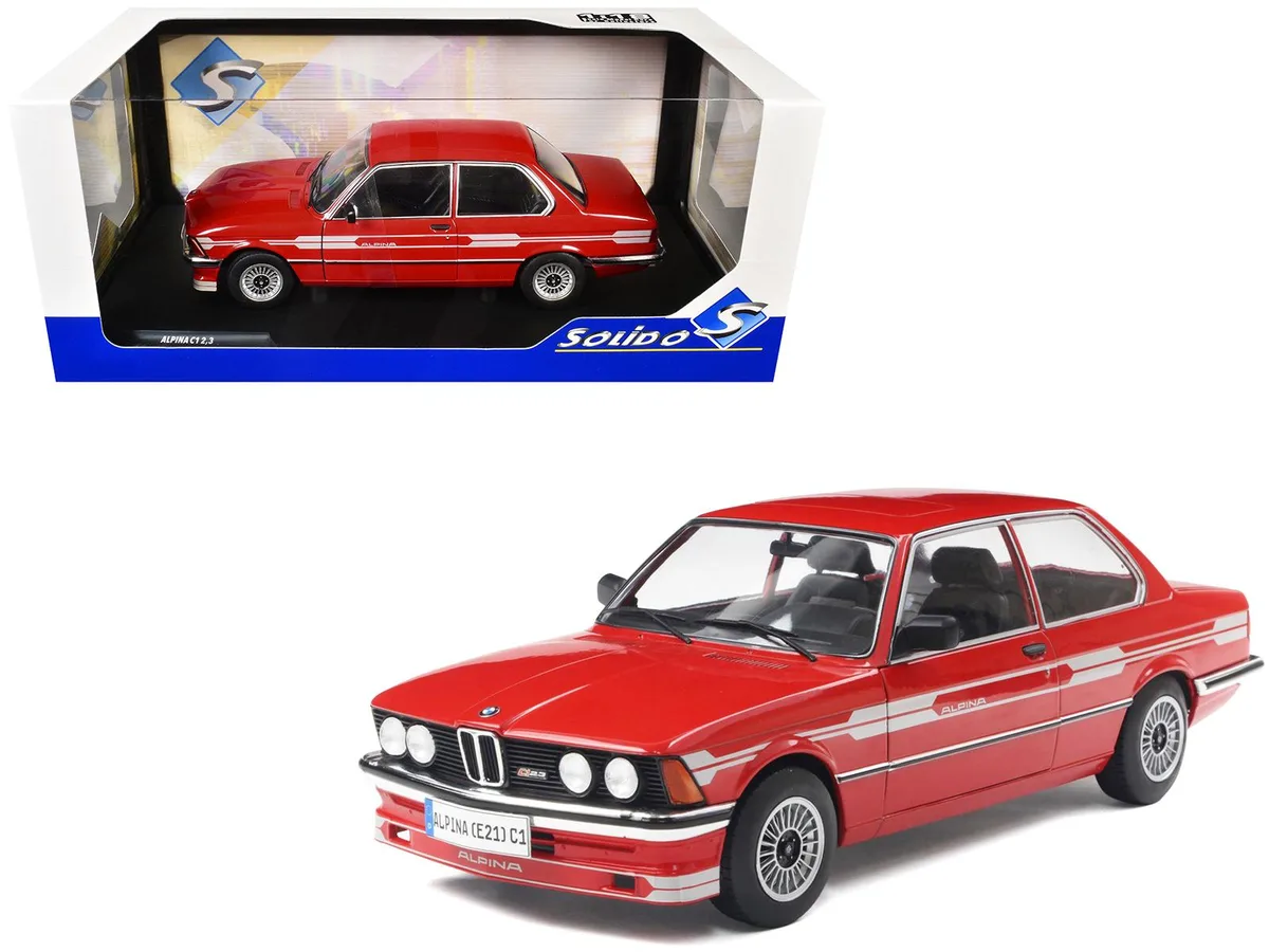 Solido Solido 1980 Alpina E21 C1 2.3 Red with Gray Stripes 1/18 hobby collectible — product photo