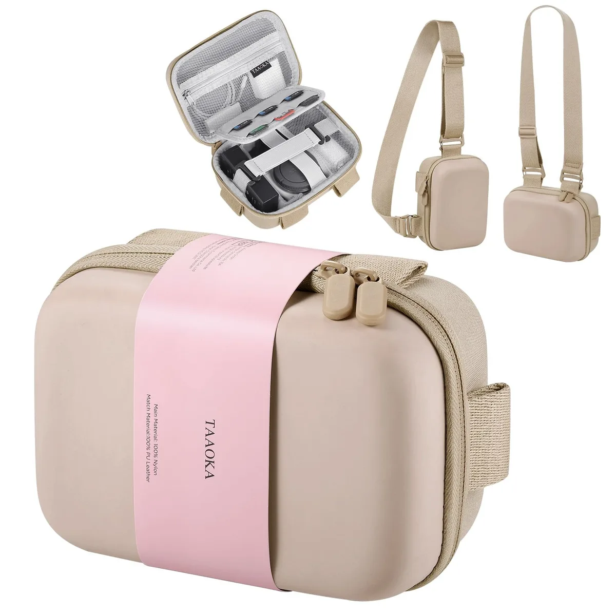  TAAOKA Camera Case Beige 7.0×4.7×3.5 in — product photo