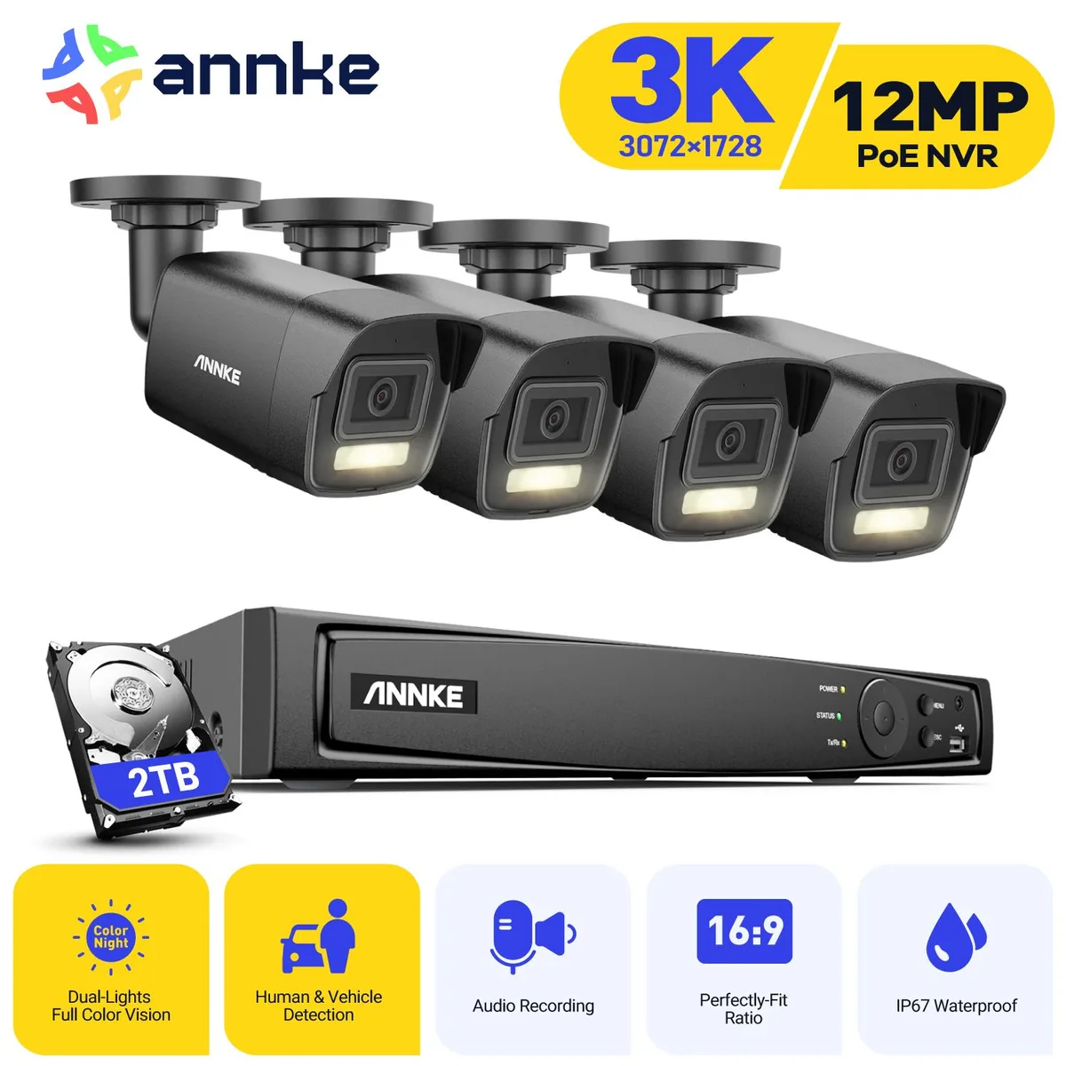 Annke Annke H.265+ 8CH PoE Surveillance Security System 2TB — product photo