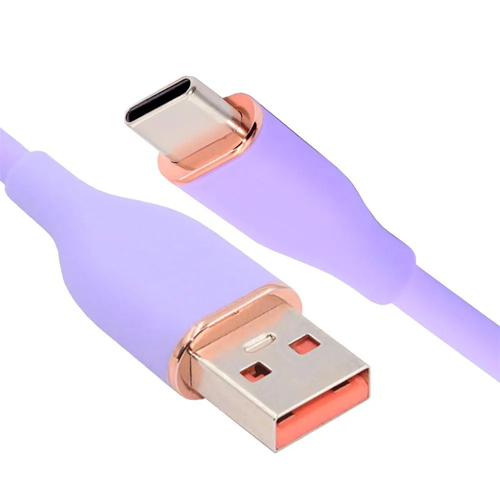 LORDWORLD LORDWORLD USB-A to USB-C Liquid Silicone Cable 15W USB2.0 480Mbps 200cm Purple — product photo