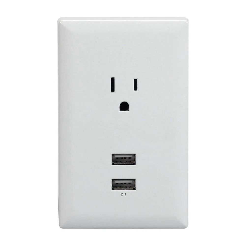 Audiovox Audiovox WP2UWR electrical outlet receptacle 120V 2.1A dual USB — product photo
