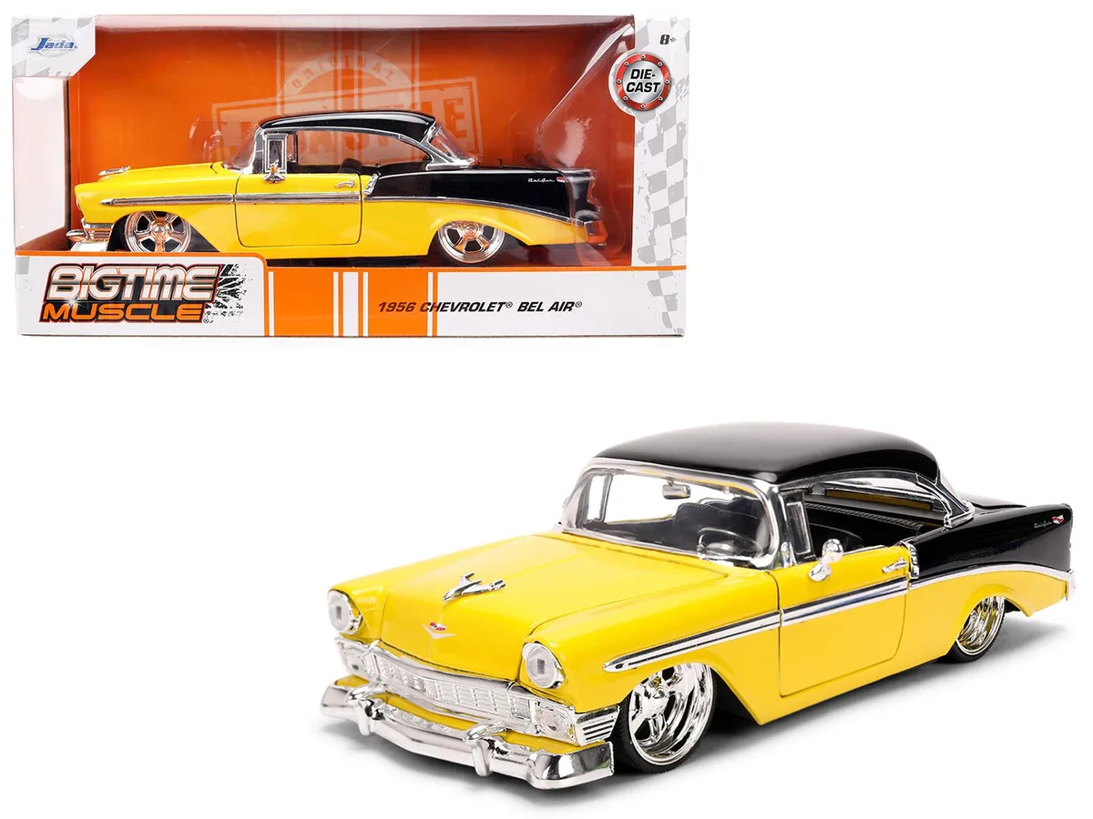 Jada Jada 1956 Chevrolet Bel Air Yellow Black Bigtime Muscle 1/24 Diecast — product photo