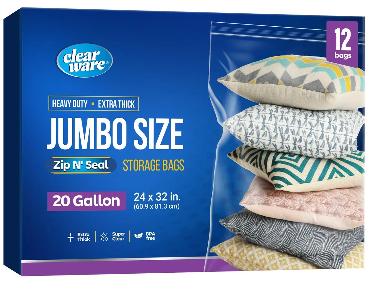  ClearOne 20 Gallon Resealable Bags 24" x 32" 12 Pack 3 Mil — product photo