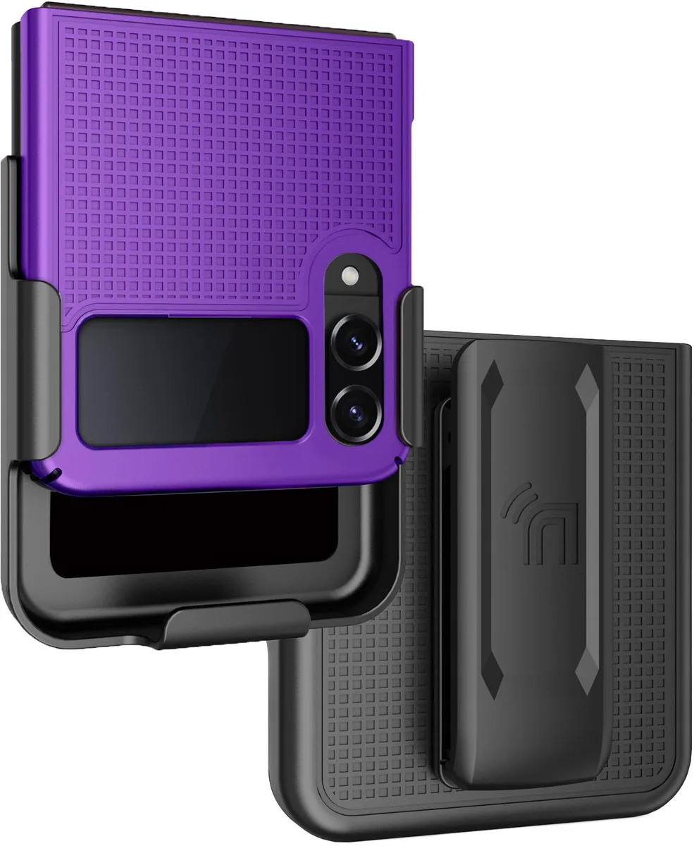 Nakedcellphone Nakedcellphone Grid Case + Belt Clip Holster Purple for Samsung Galaxy Z Flip 4 5G SM-F721 — product photo