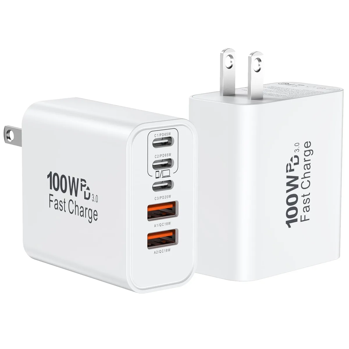  Auorld XHD-PD100W 3C2A 2-Pack 100W USB C Charger White — product photo
