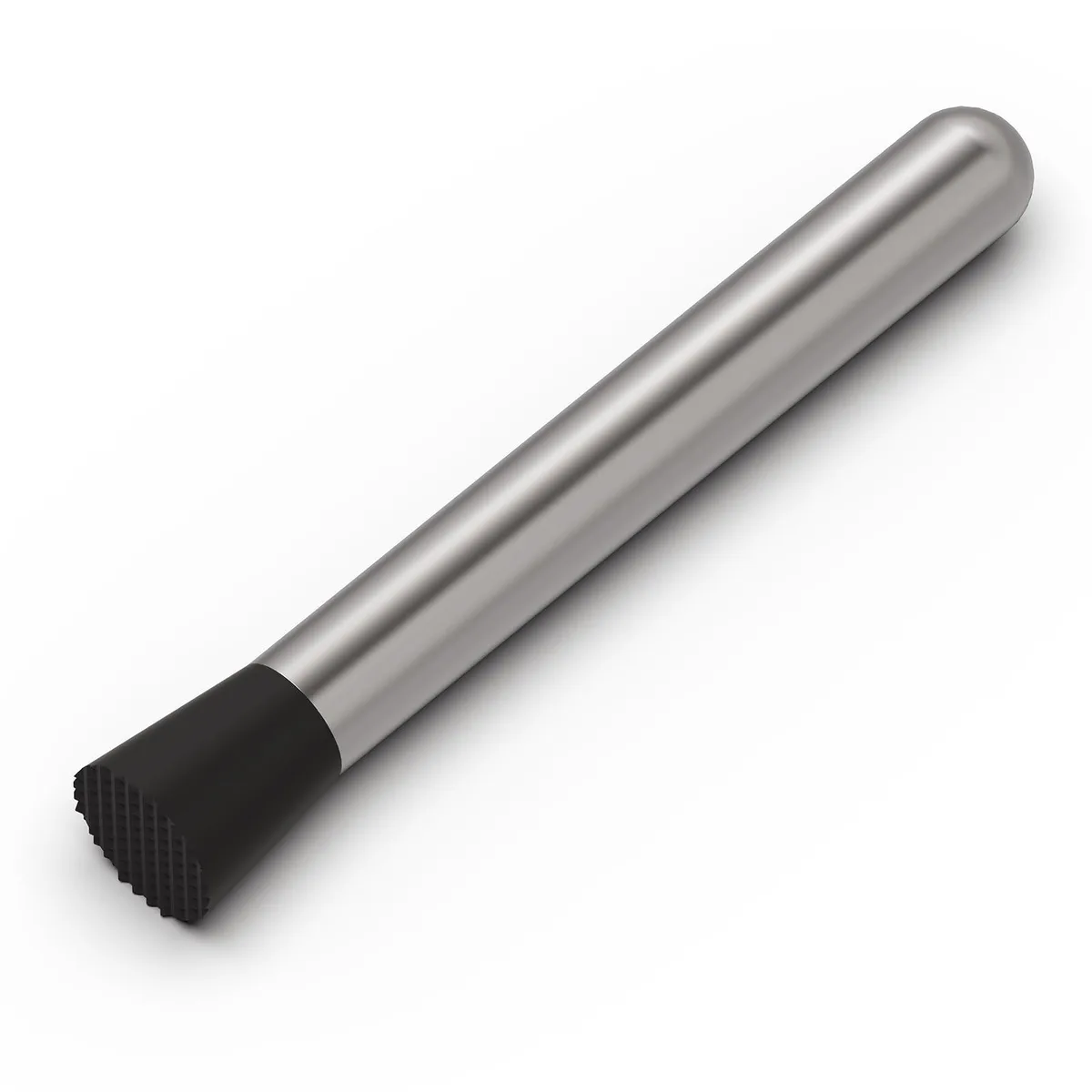 Stainless steel cocktail muddler with black nylon head