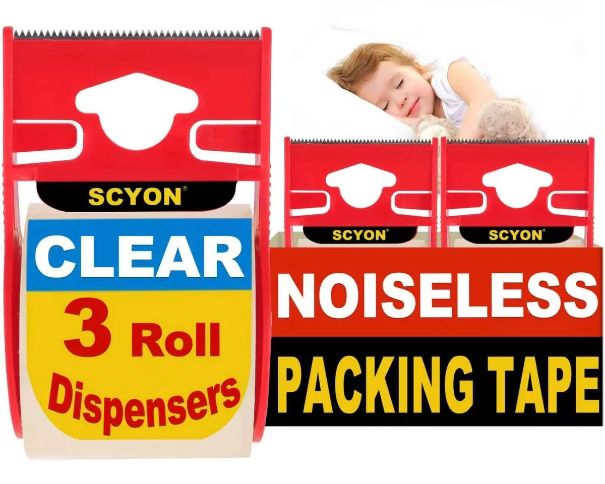  SCYON Packing Tape Red 1.88 in x 22.2 yd 2 mil 3 rolls — product photo
