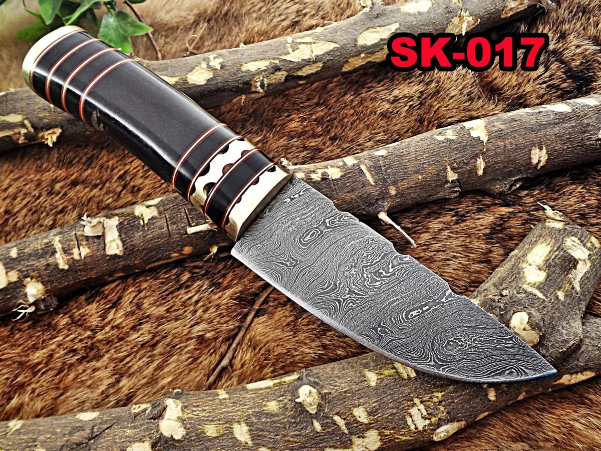 Damascus Depot Damascus Depot 9.5" Skinning Knife Twist Damascus Bull Horn Black — product photo