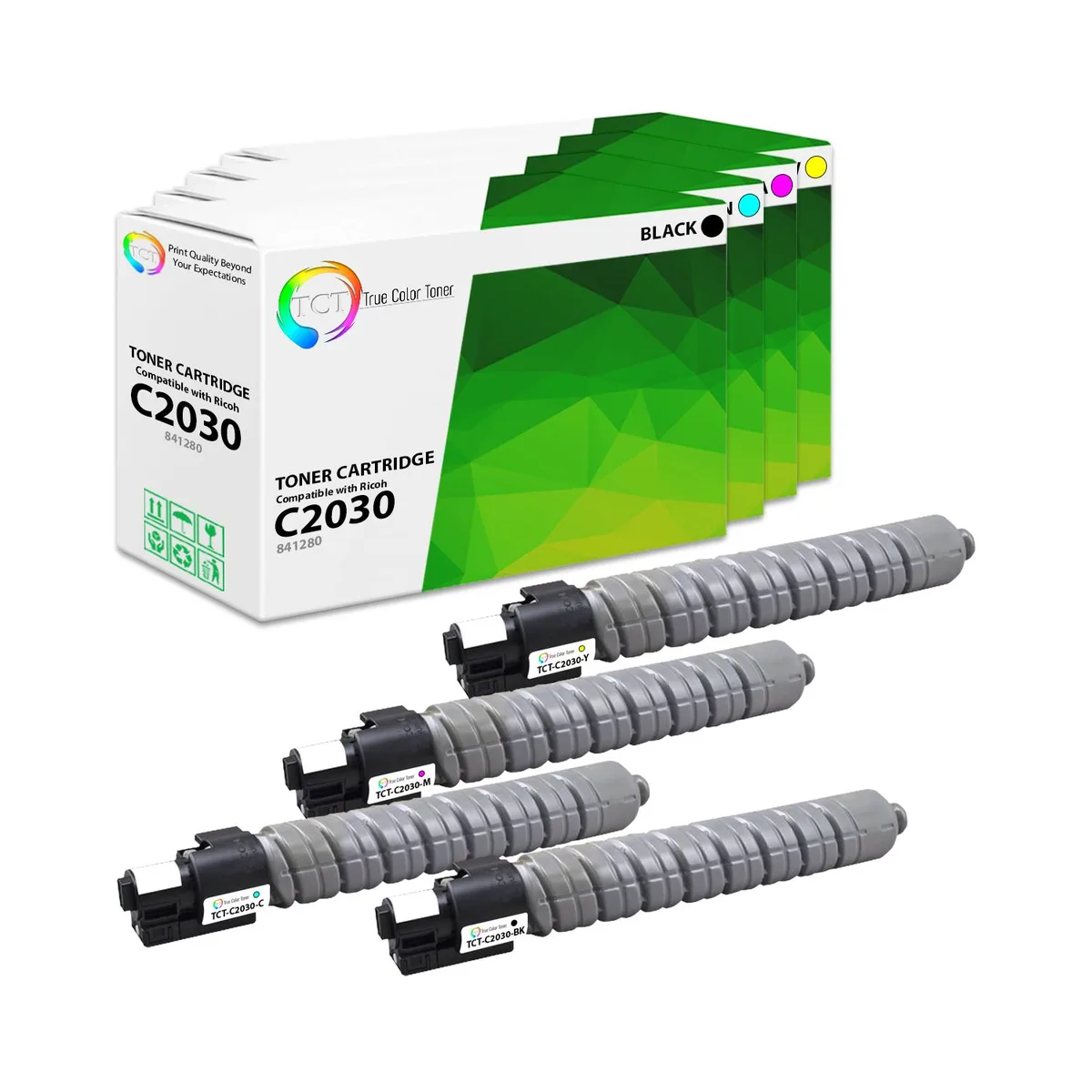 True Color Toner True Color Toner 4 Pack Toner Cartridges for Ricoh MP C2030 C2050 C2550 — product photo