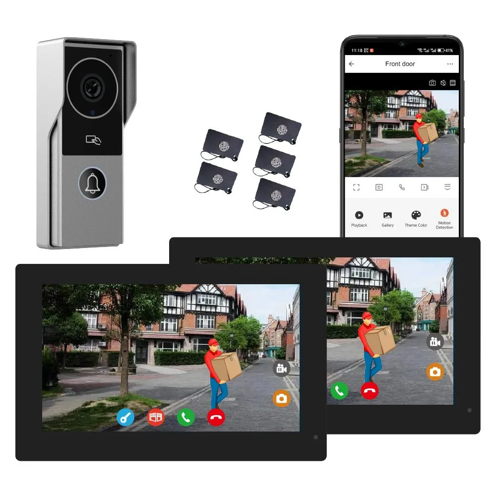 visiPower visiPower 2-pin Wired 2MP 7" WiFi Monitor Doorbell Intercom System Silver 2x Monitor Black — product photo