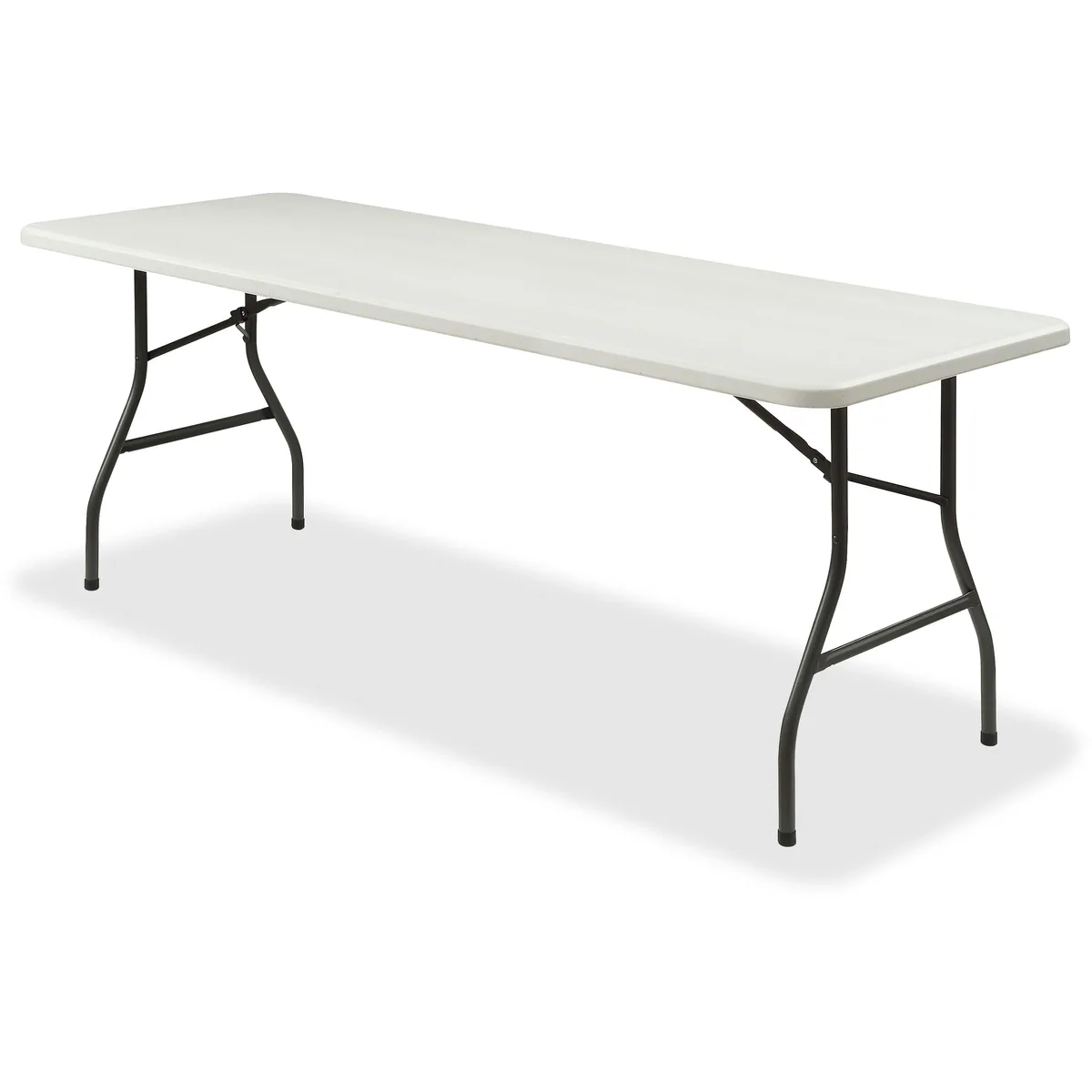 Orange folding table with polyethylene top and powder-coated steel legs